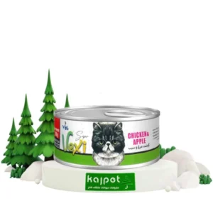 غذای کنسرو گربه بالغ وکسی طعم مرغ و سیب 110 گرم